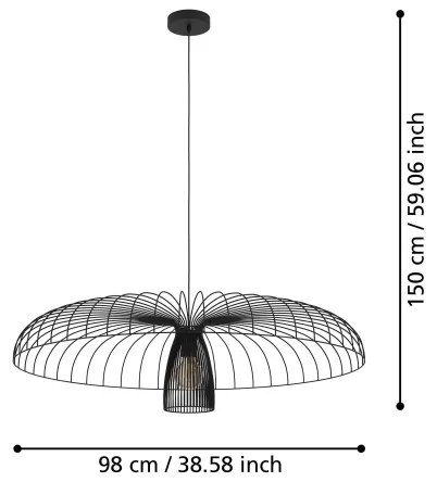 Lustră pe cablu Eglo 390217 CHAMPERICO 1xE27/60W/230V 98,5 cm negru