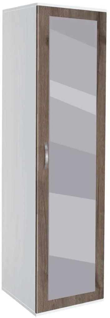 Sifonier Ava 11 cu oglinda 185 cm alb si nuc