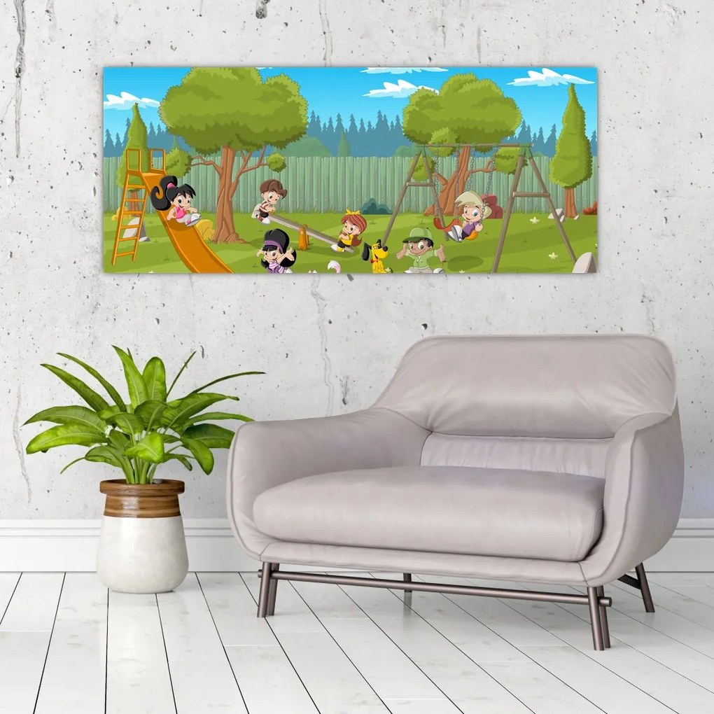 Tablou - Copii la locul de joacă (120x50 cm)