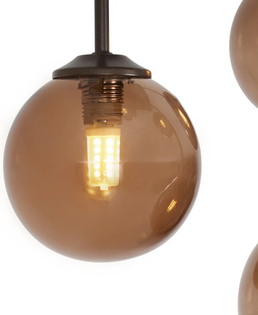 Plafonieră de design bronz cu sticlă bronzată cu 5 lumini - Atena