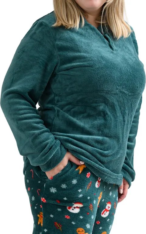 Pijama Cocolino microplus SNOWMAN AND GINGERBREAD verde - diverse marimi Marime: XL
