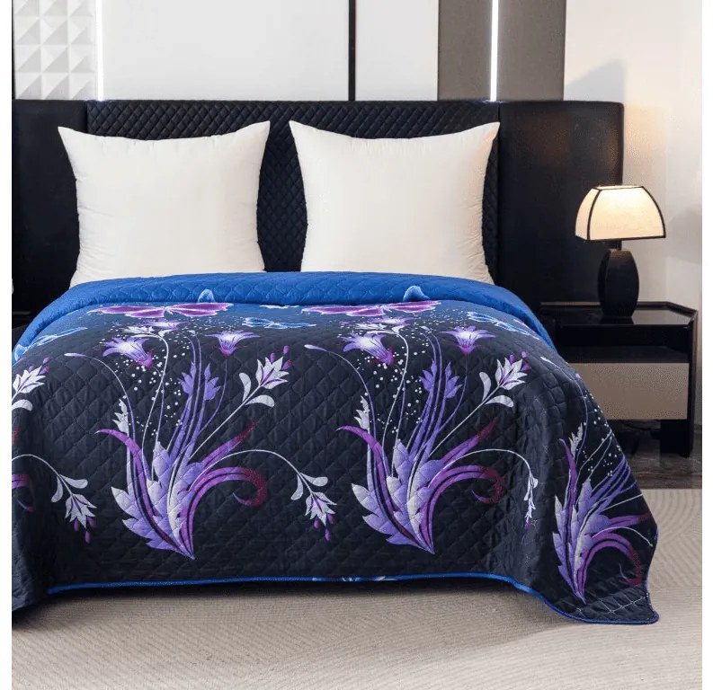 Cuvertura de pat VIOLET BUTTERFLY albastru inchis Dimensiune: 220 x 240 cm