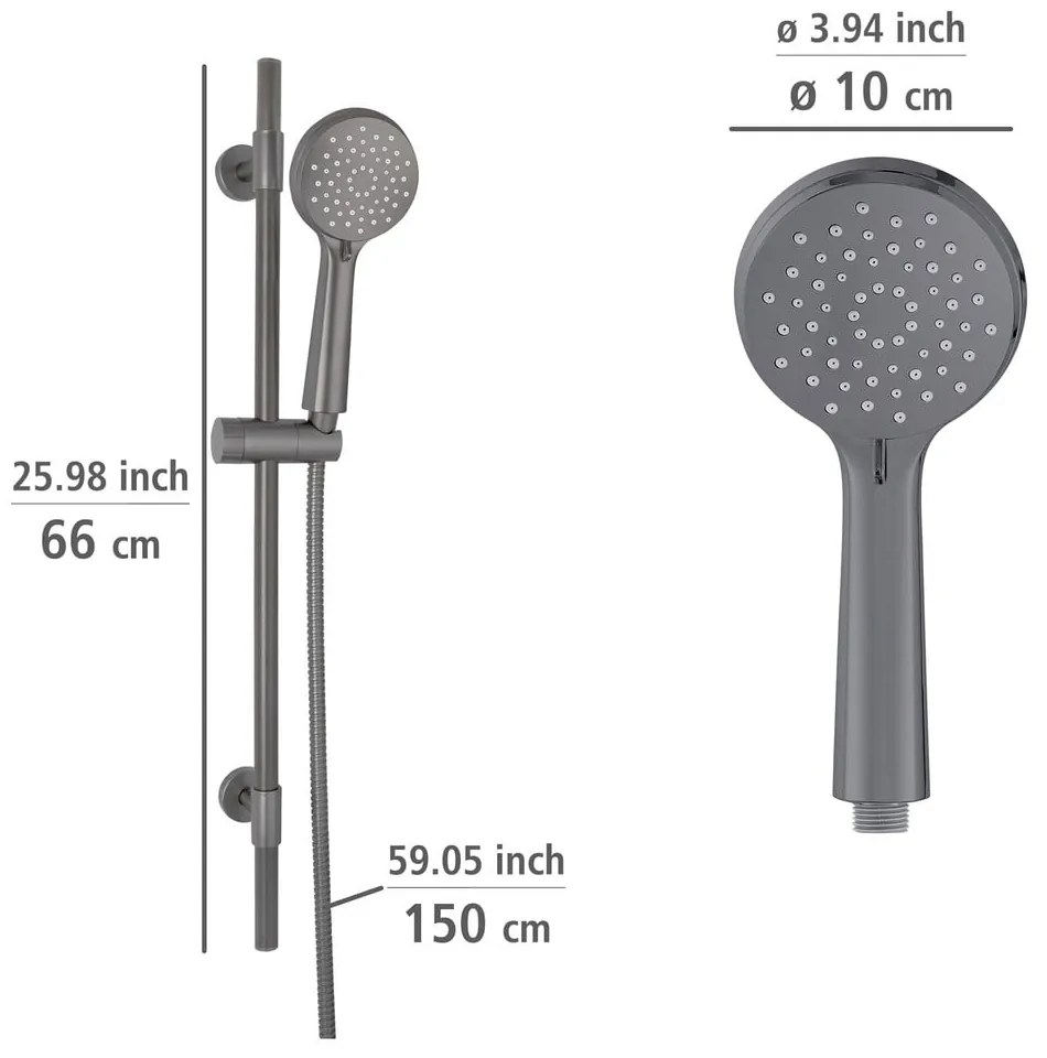 Set de duș gri din oțel inoxidabil 66 cm Young – Wenko