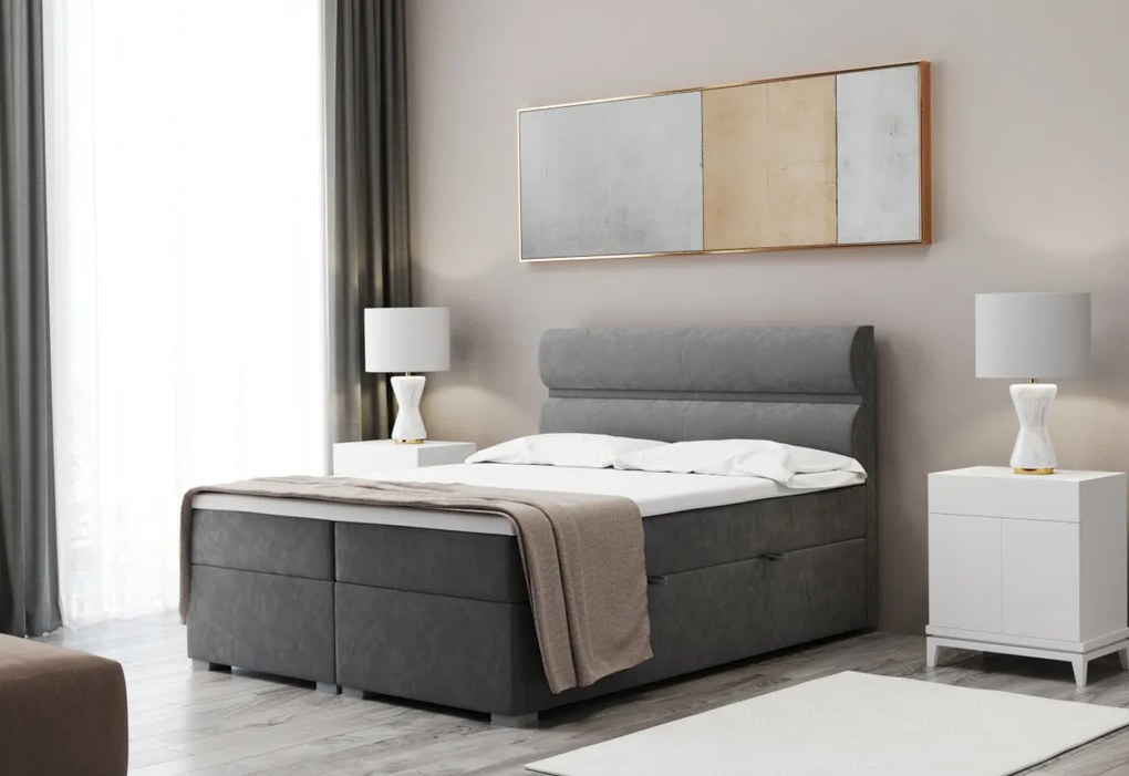 Expedo Pat tapitat boxspring FELTA + topper, 140x200, riviera 81