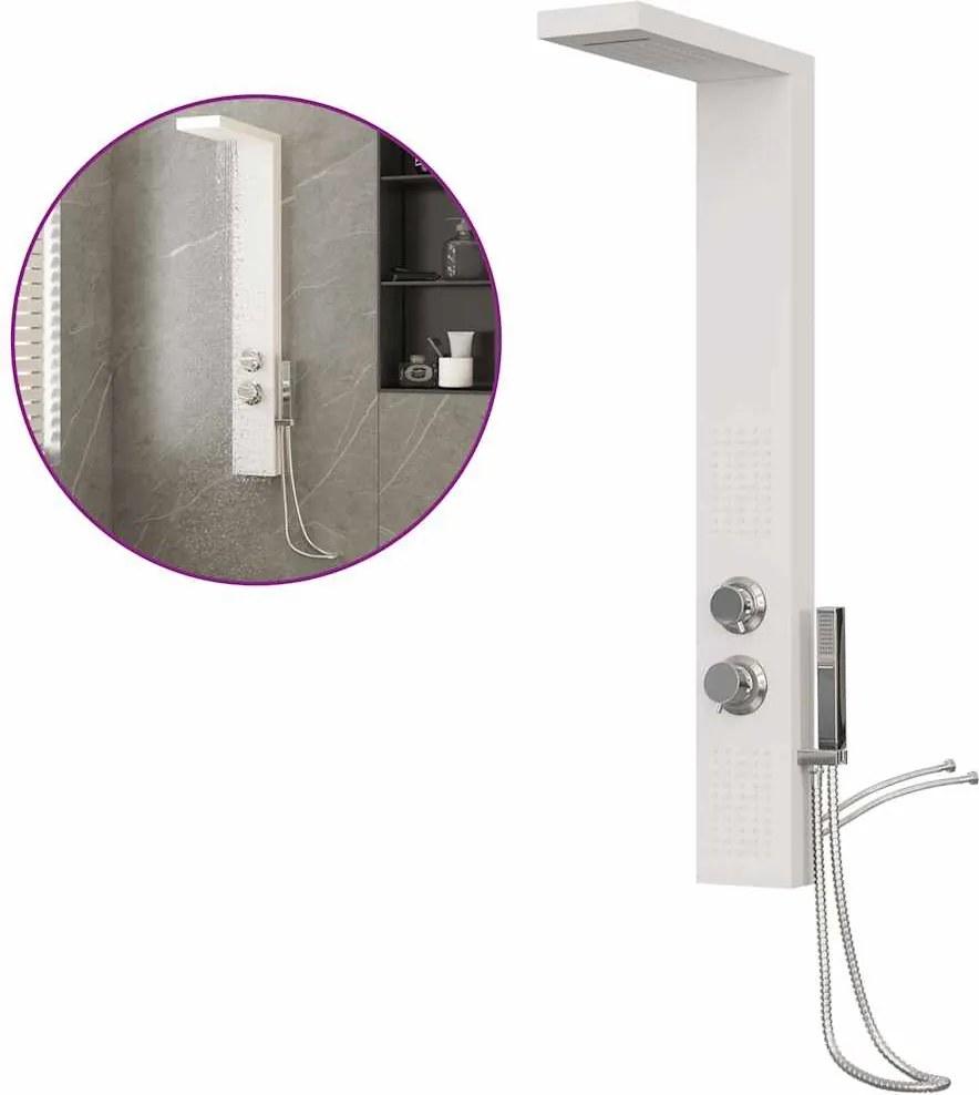 vidaXL Sistem panou de duș din aluminiu, alb
