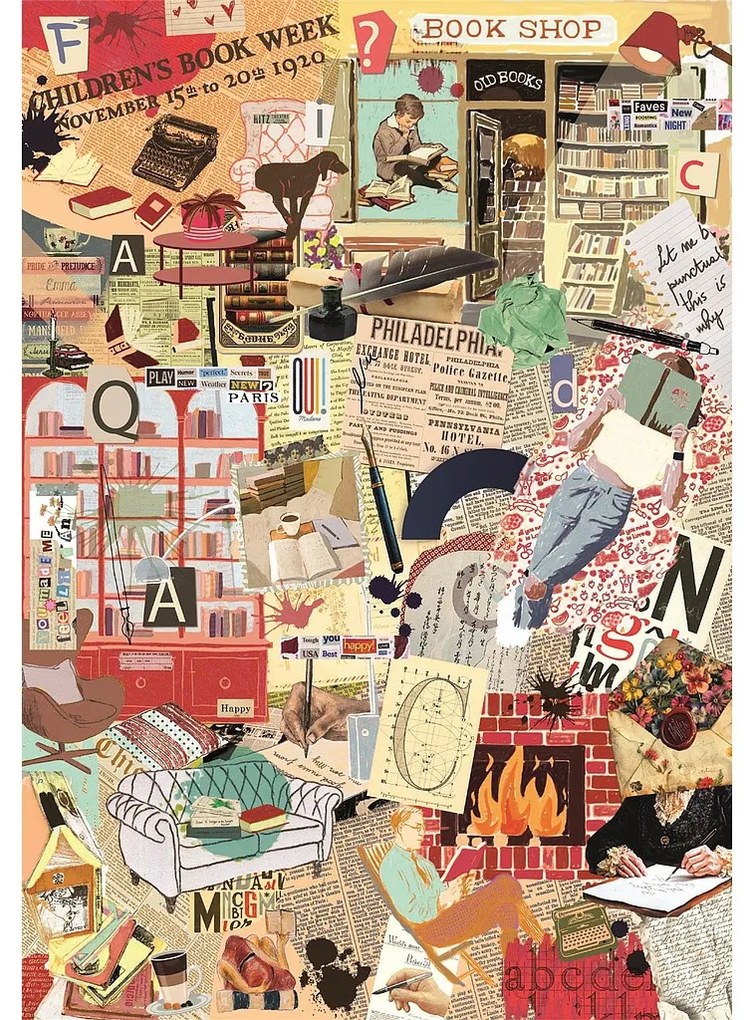 Colorat Writing Cărți puzzle compact 1000 de piese Clementoni
