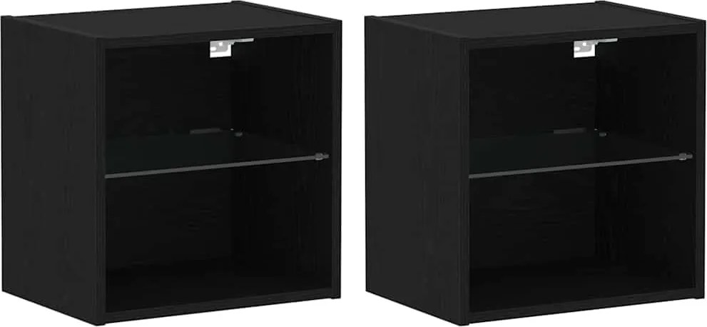 vidaXL Raft flotant cu lumină LED 2 pcs Negru 40 x 28,5 x 40 cm