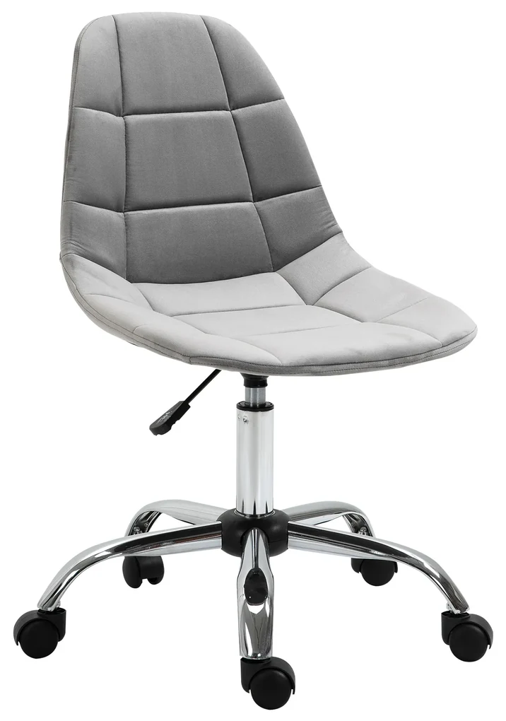 Vinsetto Scaun Ergonomic Rotativ cu Bază cu 5 Roți, Înălțime Ajustabilă, Comfortabil, Gri, Dimensiuni 59x59x81-91cm | Aosom Romania