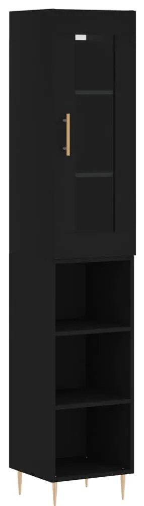 3199354 vidaXL Dulap înalt, negru, 34,5x34x180 cm, lemn prelucrat