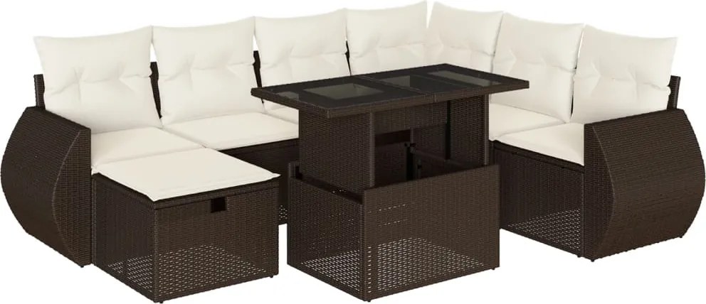 vidaXL Set canapele de grădină cu perne, 8 piese, maro, poliratan
