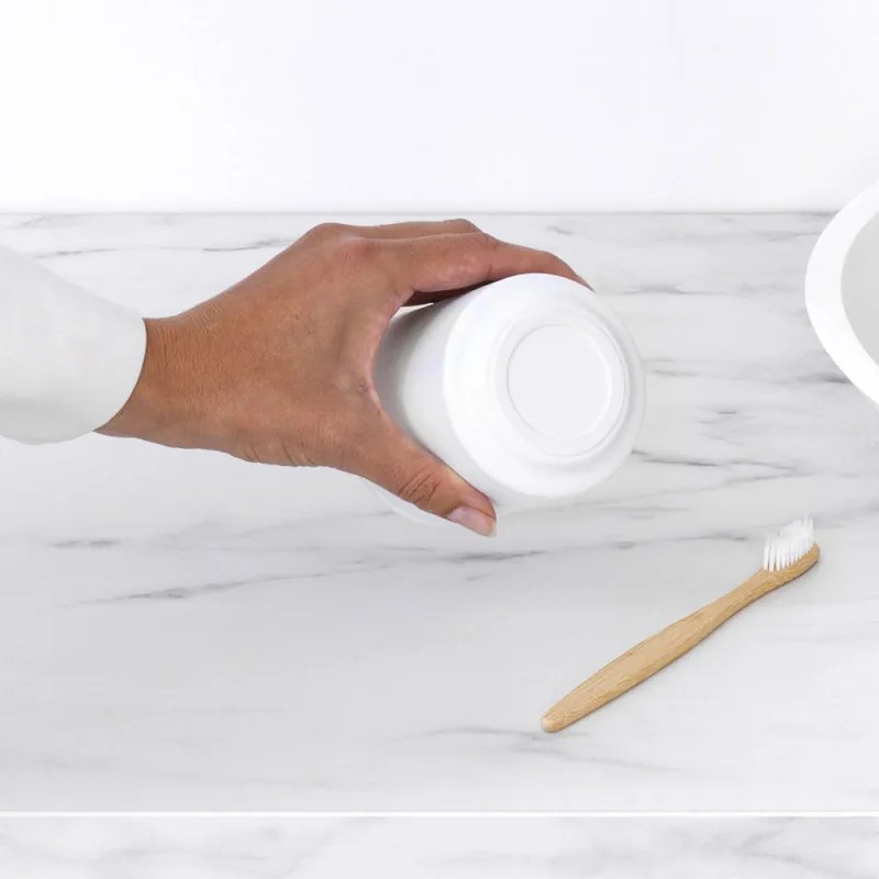 Brabantia MindSet suport periuță de dinți 1005685, Curățare ușoară, Deschidere largă, Acoperire minerală, Alb