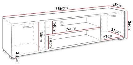 Comodă de televizor GIMREN 36x156 cm alb