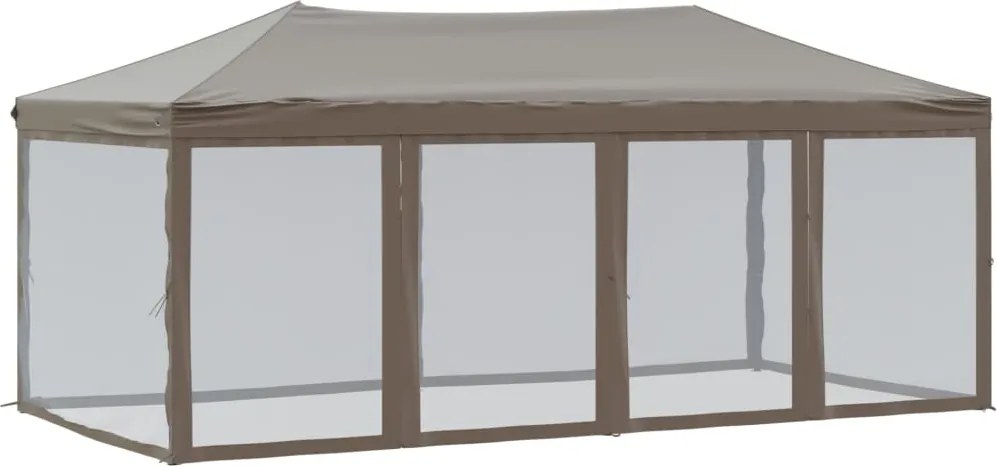 vidaXL Cort pliabil pentru petrecere pereți laterali, gri taupe, 3x6 m