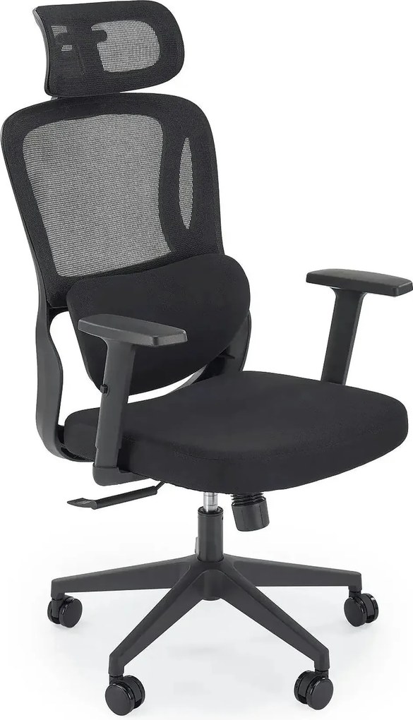Scaun birou MATEUS, negru, stofa/plasa, 67x70x126/133 cm