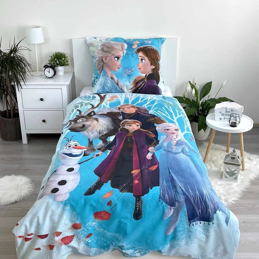 Lenjerie de pat pentru copii din bumbac pentru pat de o persoană 140x200 cm Frozen – Jerry Fabrics