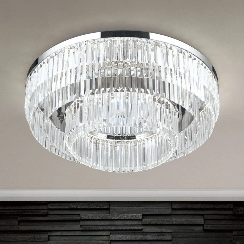Lustra LED aplicata cristal design elegant lux PRISM D-95cm crom