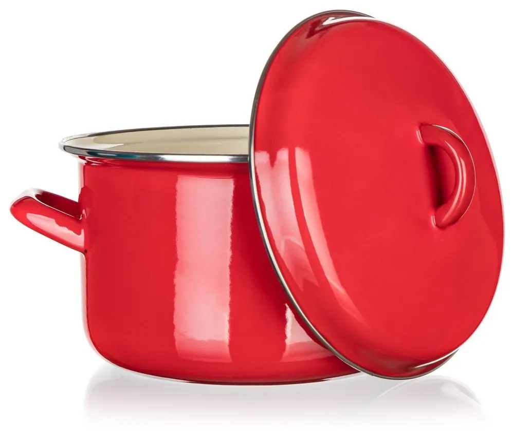 Oală emailată cu capac Banquet Milton roșu, 20 cm, 3,4 l, 20 cm