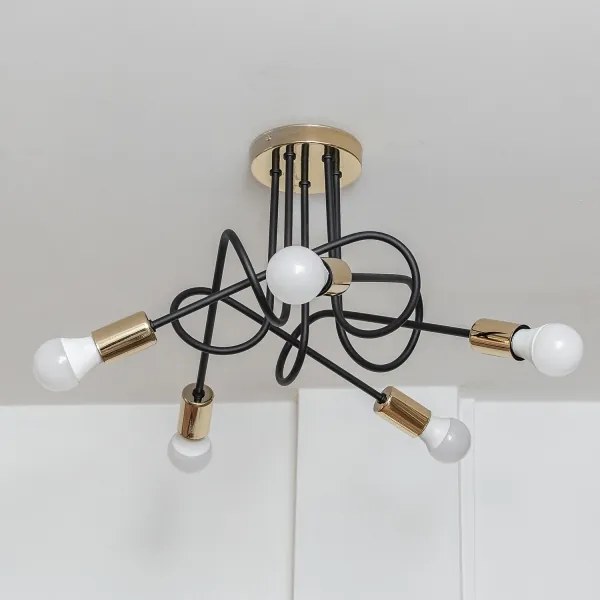 Lustră aplicată OXFORD 5xE27/15W/230V aurie/neagră