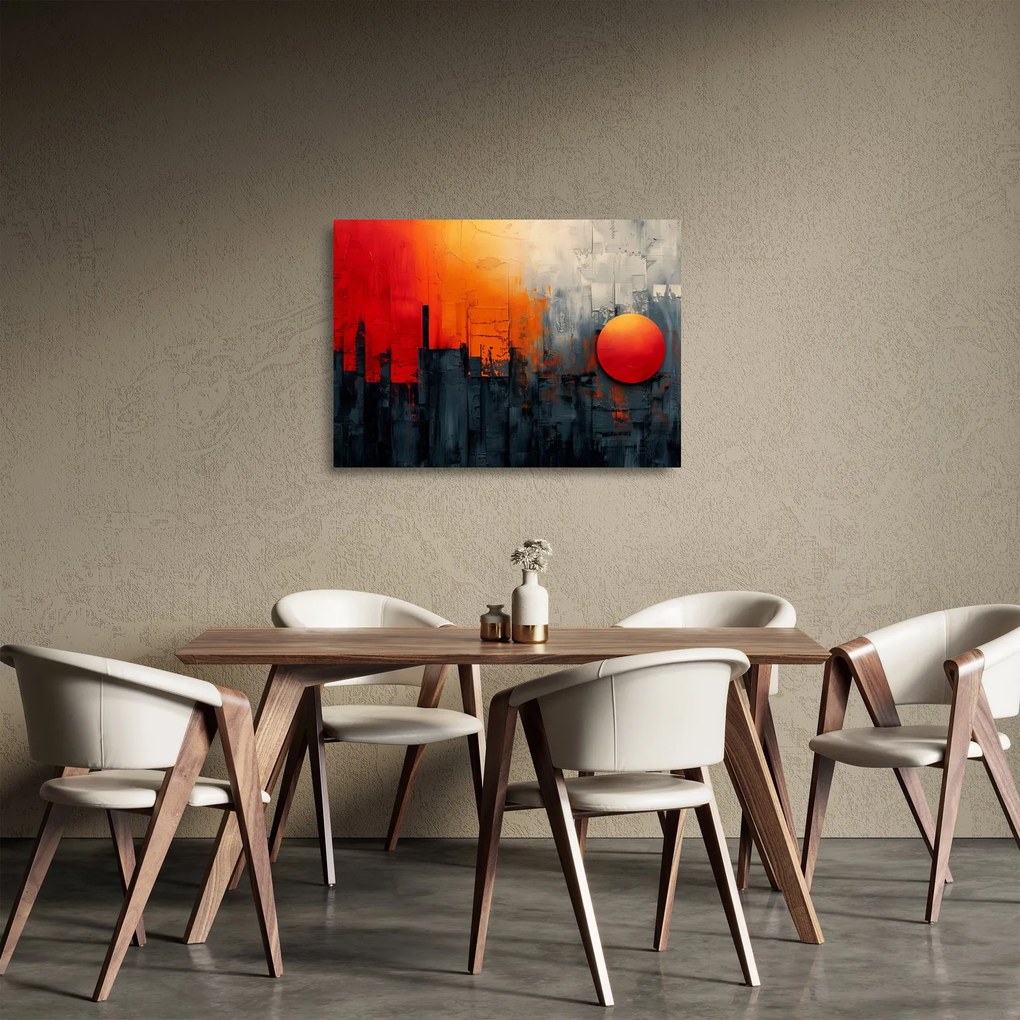 Tablou pe sticlă - Pictura abstractă a orașului (70x50 cm)