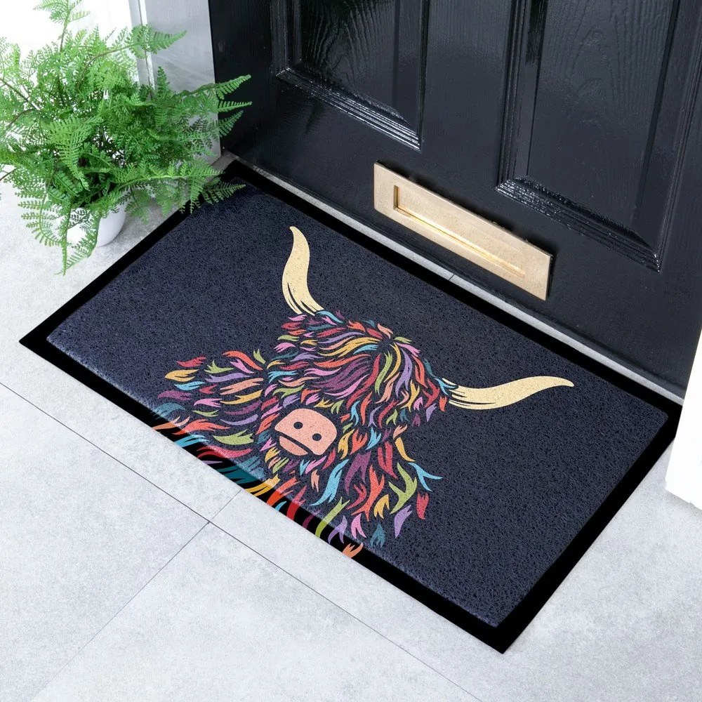 Covoraș de intrare din PVC 40x70 cm Highland Cow – Artsy Doormats