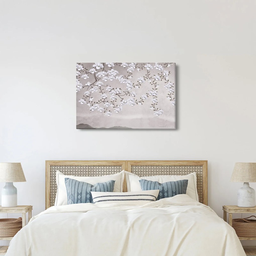 Tablou - Flori într-un peisaj gri (90x60 cm)