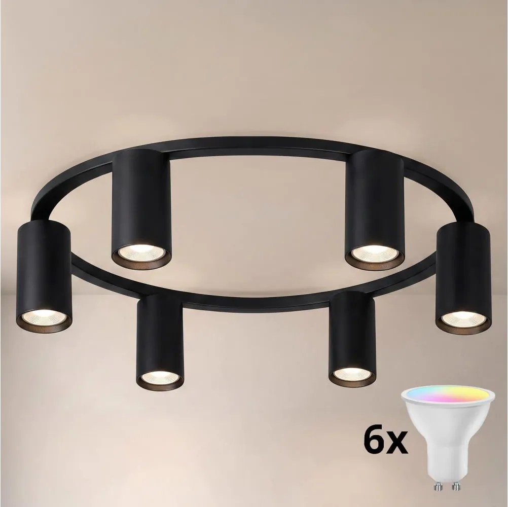 Brilagi - Lampă de tavan LED RGBW dimabilă SELE 6xGU10/6,5W/230V neagră