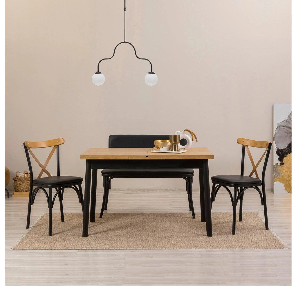 Set mobilier sufragerie Duvasa 24 (negru) (pentru 4 persoane). 1093795