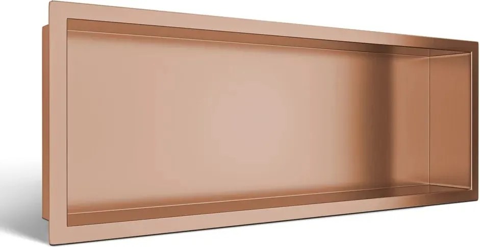 Raft incastrat dreptunghiular Balneo Wall-Box One cu rama 60x20x10 cm cupru lucios