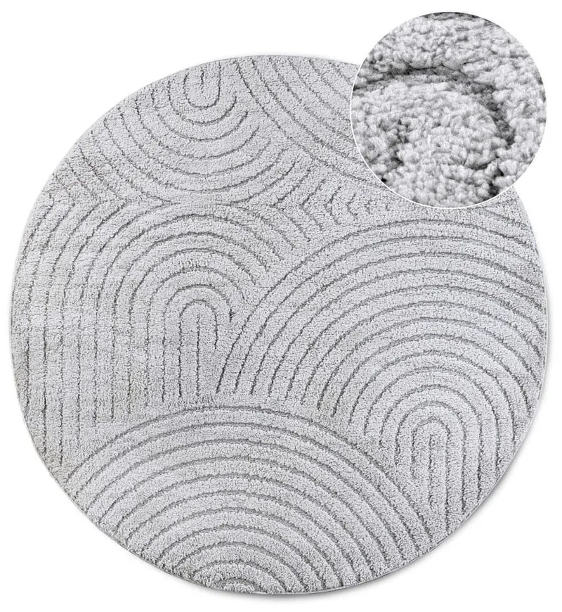 Covor gri deschis rotund ø 160 cm Panglao New York Light Grey – Elle Decoration