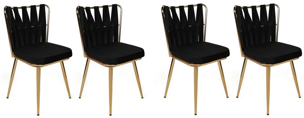 Set de scaune de sufragerie Kusakli Black andGold, 4 buc., 4 buc