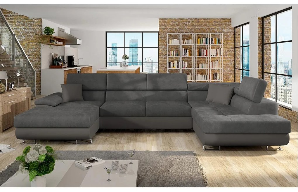 Colțar în formă de U Alphard Bis (D) (piele ecologică soft 029 + uttario velvet 2971 + kunstleder soft 029). 1051188