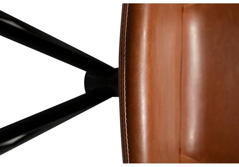 Scaun bar din piele ecologică DAN–FORM Denmark Gaia, înălțime 87 cm, maro coniac