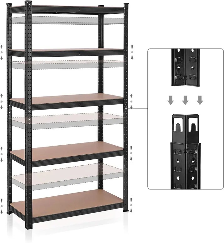 Raft Songmics, 5 rafturi, 180 x 90 x 40 cm, Negru, GLR040B01