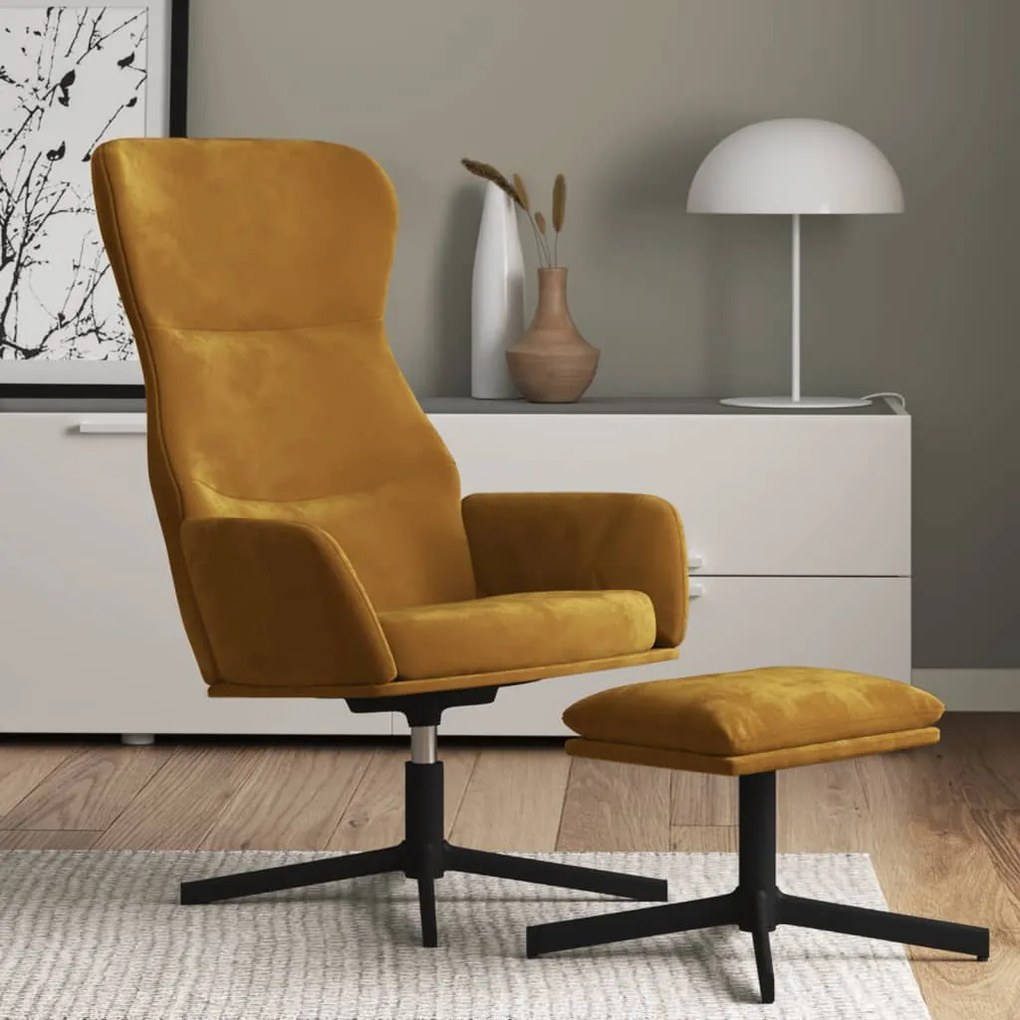 3097492 vidaXL Scaun de relaxare cu taburet, maro, catifea