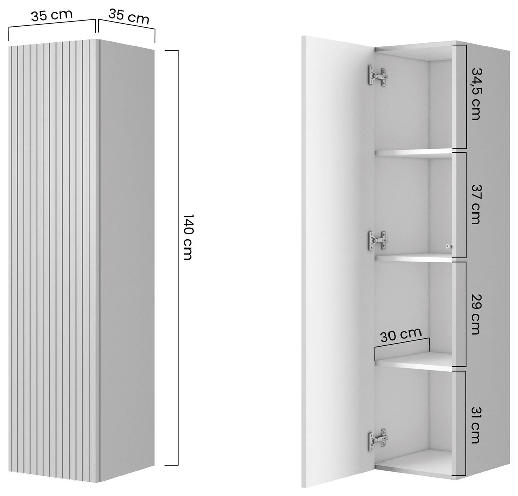 Rafturi suspendate pentru baie Nicole 140 cm - panou MDF