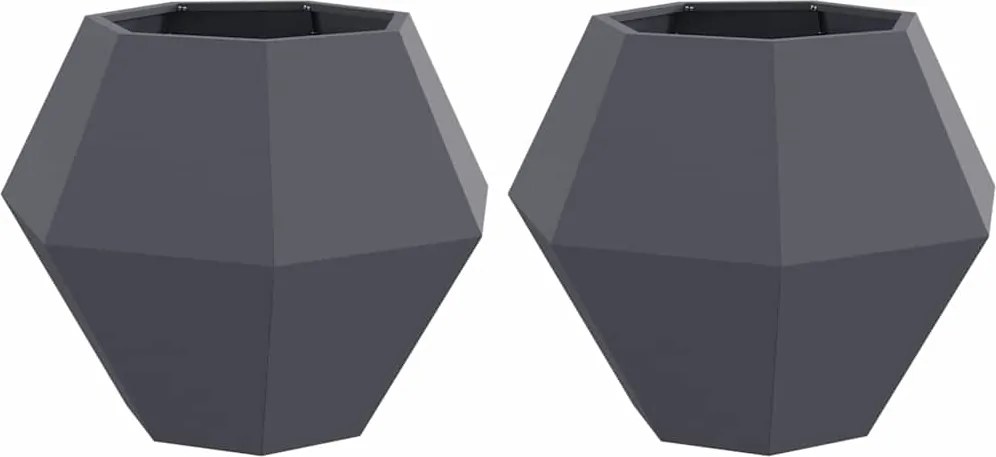vidaXL Jardinieră 2 pcs Antracit 75 x 75 x 60 cm Oțel