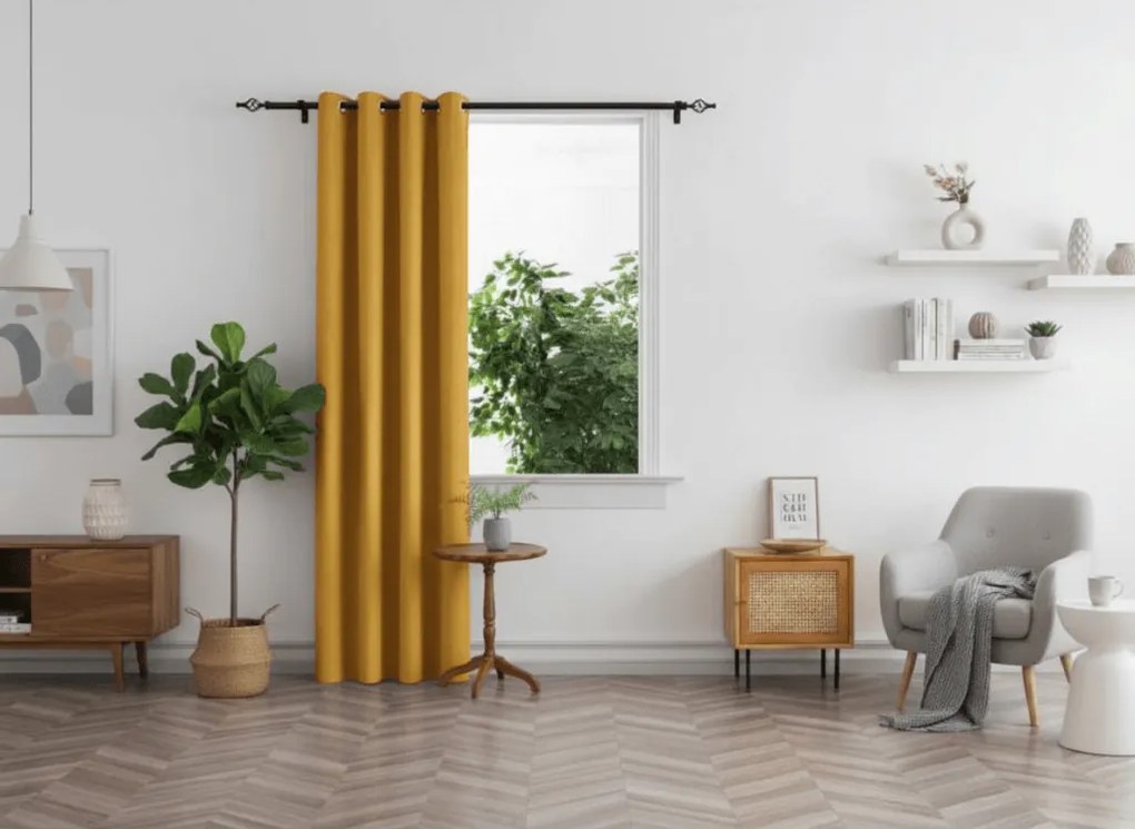 Draperie galbena OXFORD 140x250 cm Agatat: Inele metalice