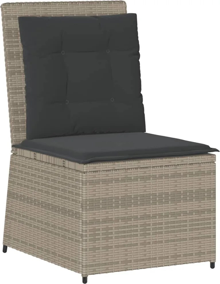 vidaXL Canapea de grădină rabatabilă cu perne, gri deschis, poliratan