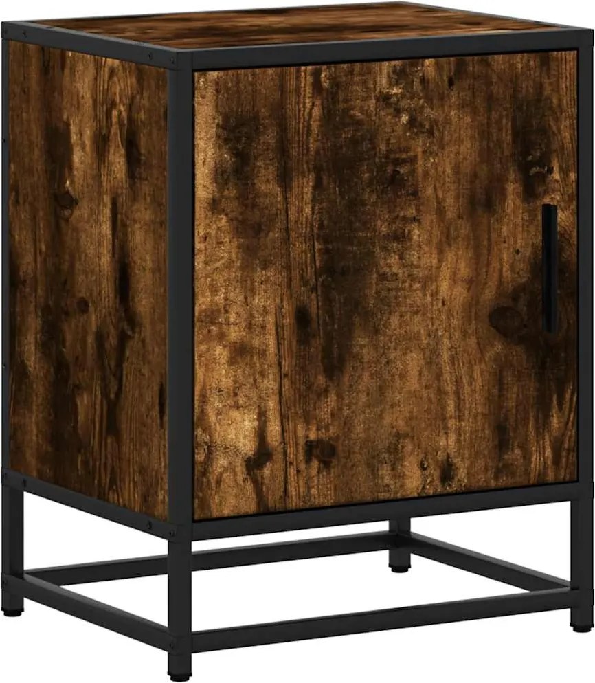 vidaXL Noptiera stejar afumat 40x31x50 cm lemn prelucrat si metal