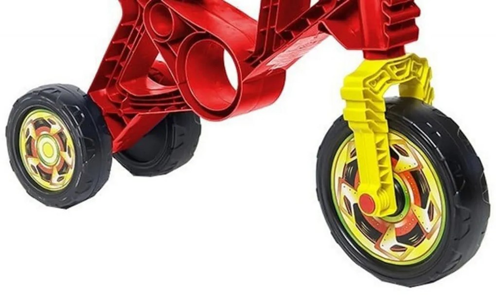 Motocicleta cu functie de trotineta fara pedale pentru copii NOVOKIDS™ EVO Balance Bike, Cu claxon, Maxim 30 Kg, 3 roti, Stabilitate mare, Rosu
