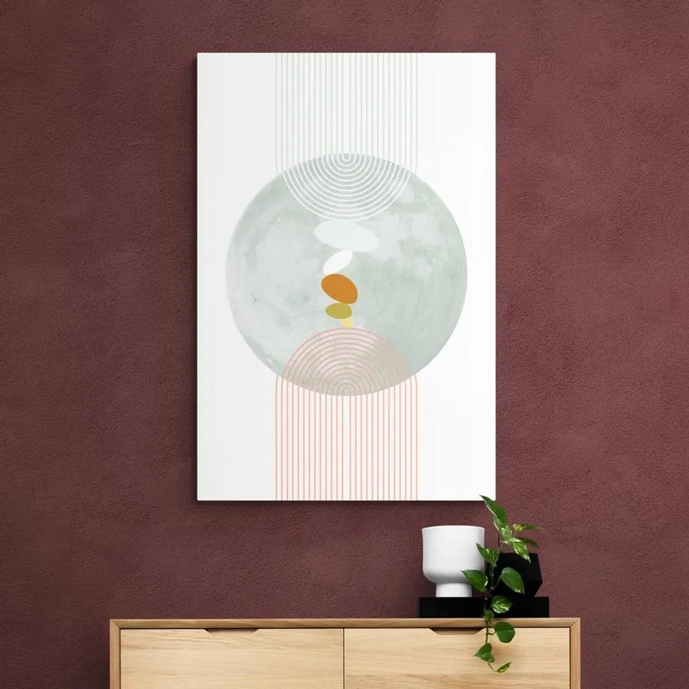 Tablou cerc modern cu curcubeu Mid-Century