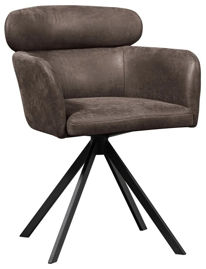 Scaun de dining maro închis cu cotiere tapițat Fenne – WOOOD