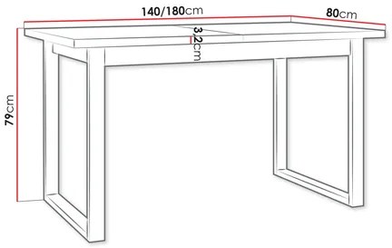Masă sufragerie extensibilă Elarna 80 x 140 180 III (Alb + Negru) (pentru 4-8 persoane). 1105371