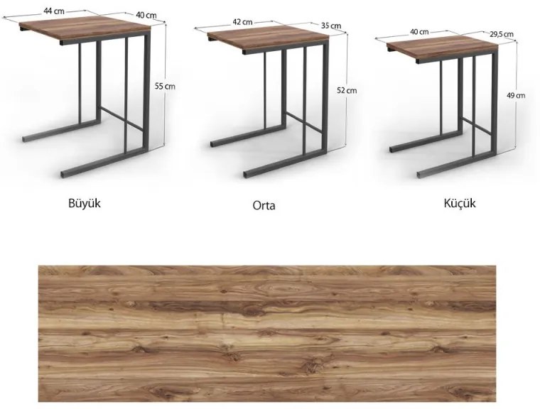 Set Masute cafea 3 bucati culoare stejar