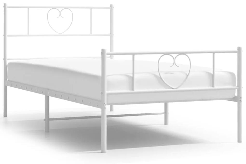 355525 vidaXL Cadru de pat metalic cu tăblie de cap/picioare, alb, 100x200 cm