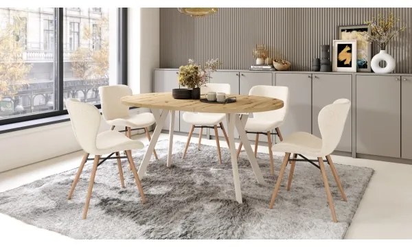 Masă de dining extensibilă ARTUR, stejar artisan/bej