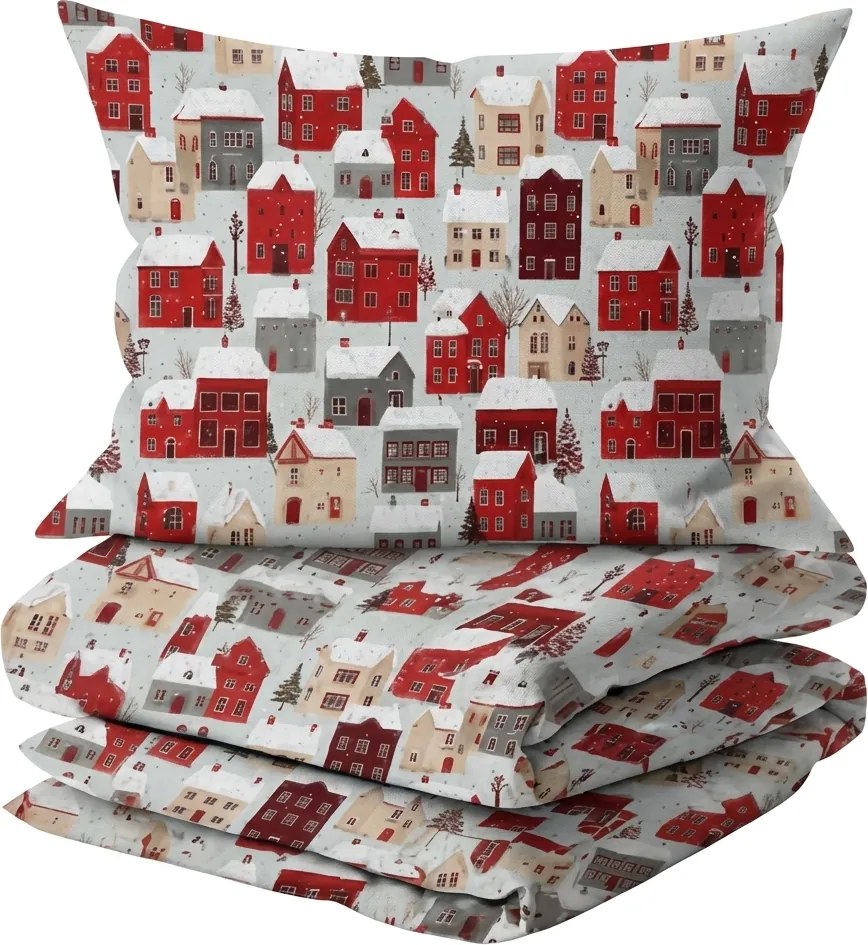 Lenjerie de pat din bumbac MERRY VILLAGE colorata Dimensiune lenjerie de pat: 70 x 90 cm | 140 x 200 cm