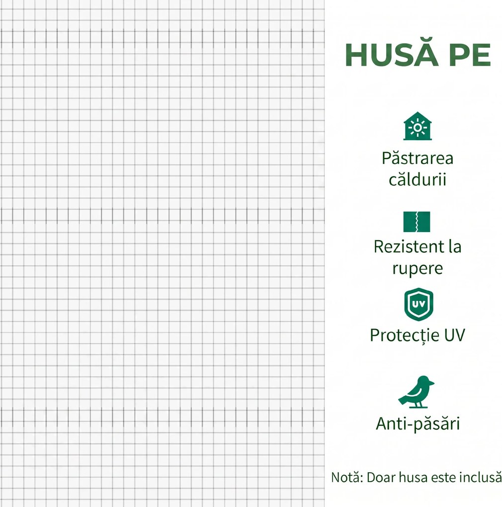 Outsunny Folie pentru Seră cu 12 Ferestre, Ușă Rulabilă și Margini Îngropate, 3x2x2 m, Alb | Aosom Romania