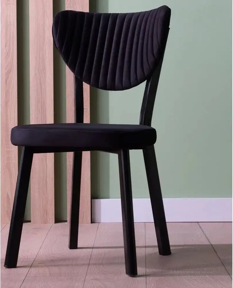 Set Masa de bucatarie Barton din MDF cu 4 Scaune  din metal, culaore negru si negru, 140 cm