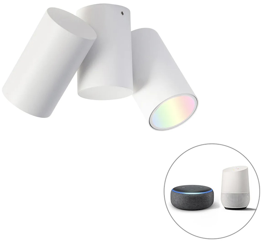 Spotlight inteligent alb reglabil incl. 2 Wifi GU10 - Michael